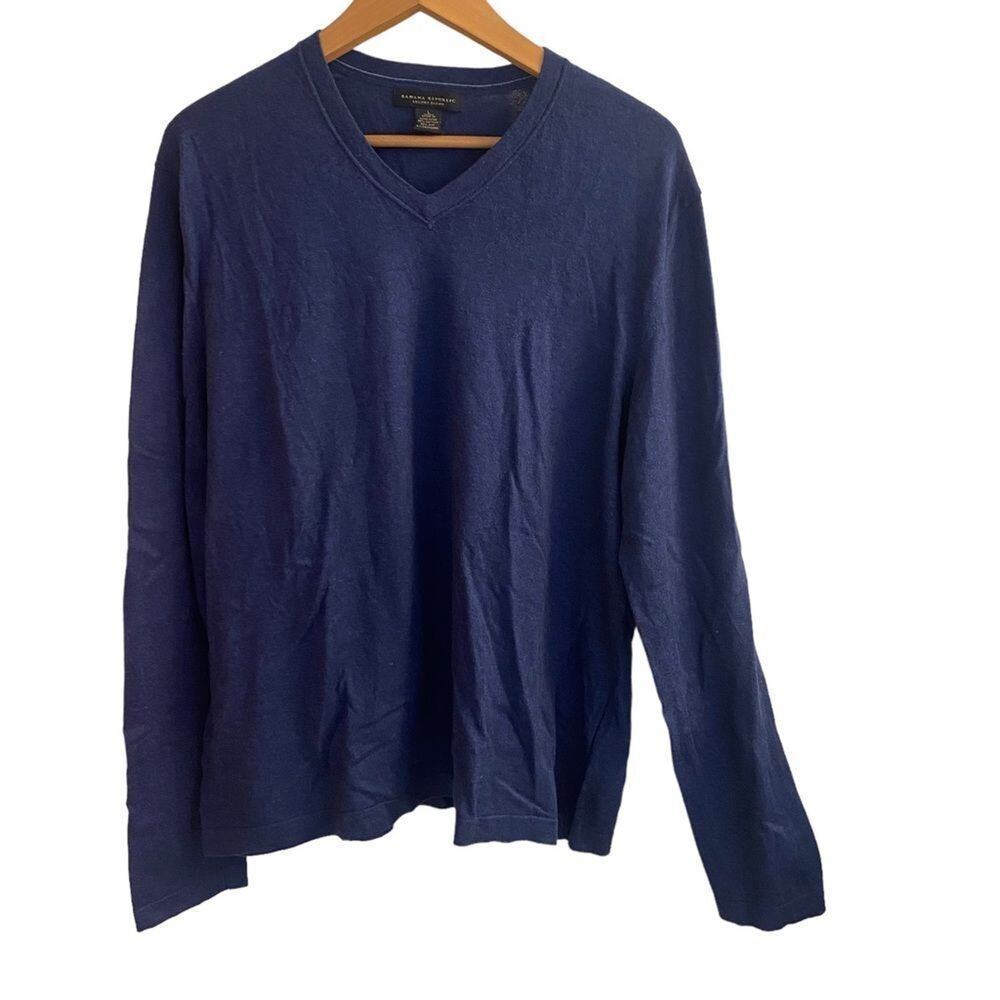 Banana Republic Blue V Neck Long Sleeve‎ Sweater Sz L